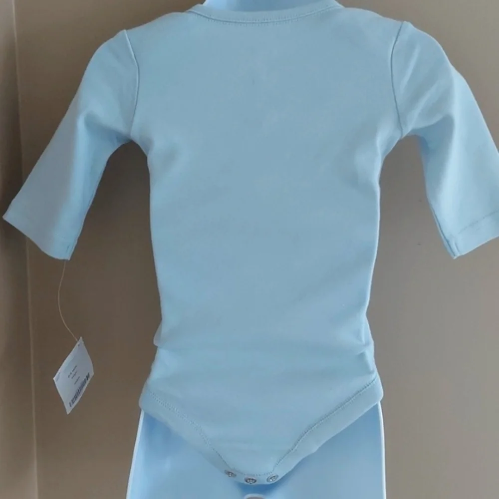 Gymboree long sleeve onesie bodysuit rattle brand new - pale blue - 0-3 mos